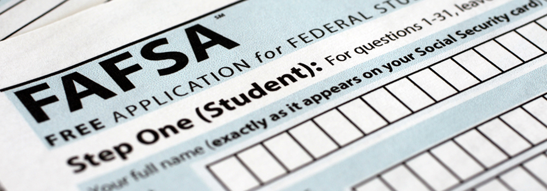 A close up view of the FAFSA application form for financial aid